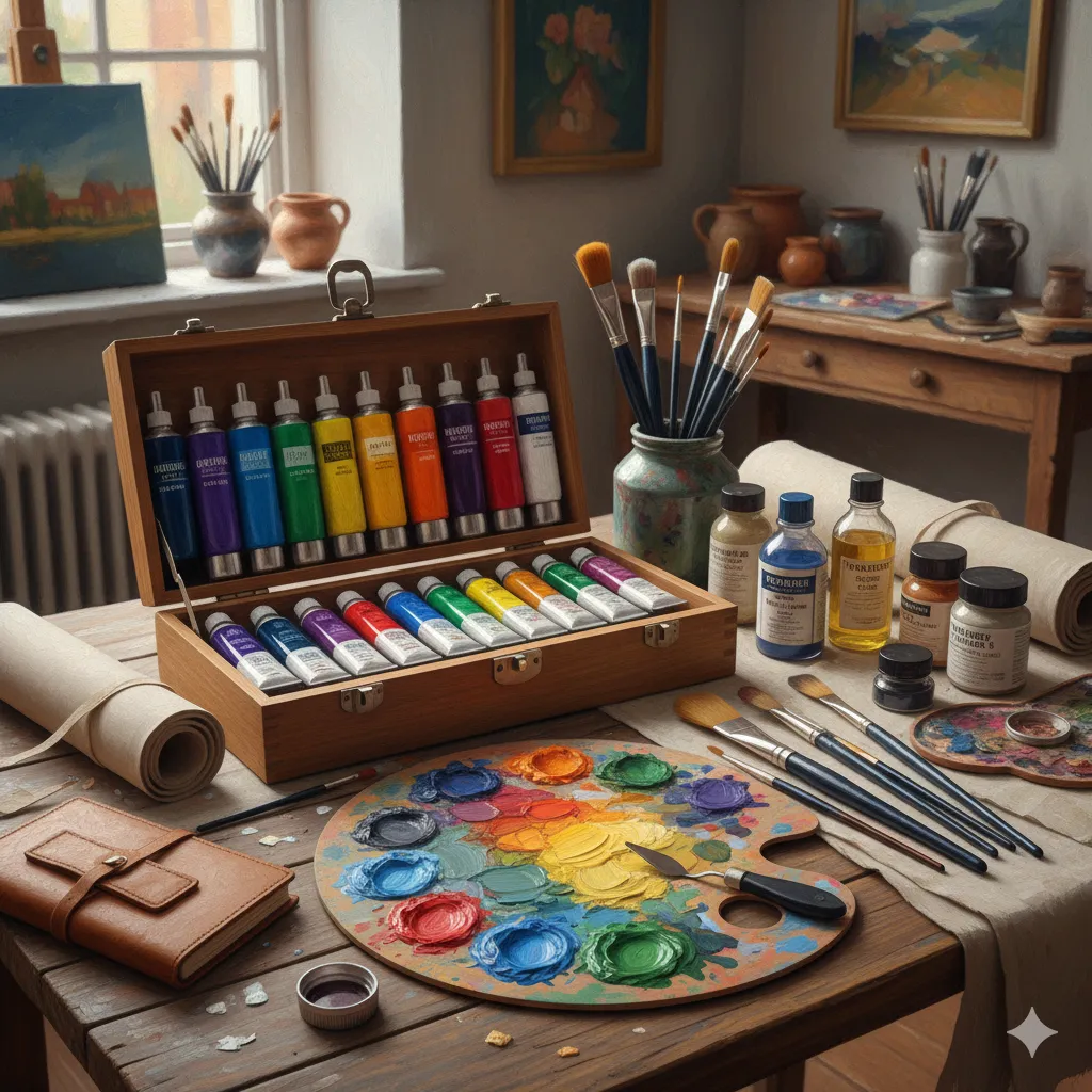 Professional artist paint kit with vibrant colors